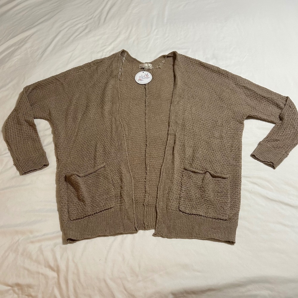 Becool Kingston Cardigan Oatmeal Open Front Knit Sweater S/M NWT 62559‎